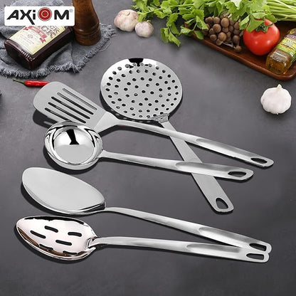 Axiom Stainless Steel Kitchen Tools 5 pcs Non-Stick Set of Ladle Spatula Palta for Cooking