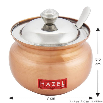 Hazel Ghee Pot with Spoon 150 ml Copper Coated Stainless Steel Ghee Container for Kitchen