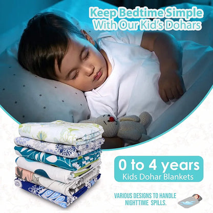 Divine Casa 120 TC 100% Cotton Toddler Baby Blanket Skin-Friendly Swaddle Dohar for 0-4 Years Colour Grey & Blue and Black