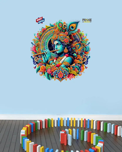 Rng Graphics Pvc Vinyl Vibrant Little Krishna Wall Art krishna Wall Sticker Multicolor 51 Cm X 48 cm DW-147L