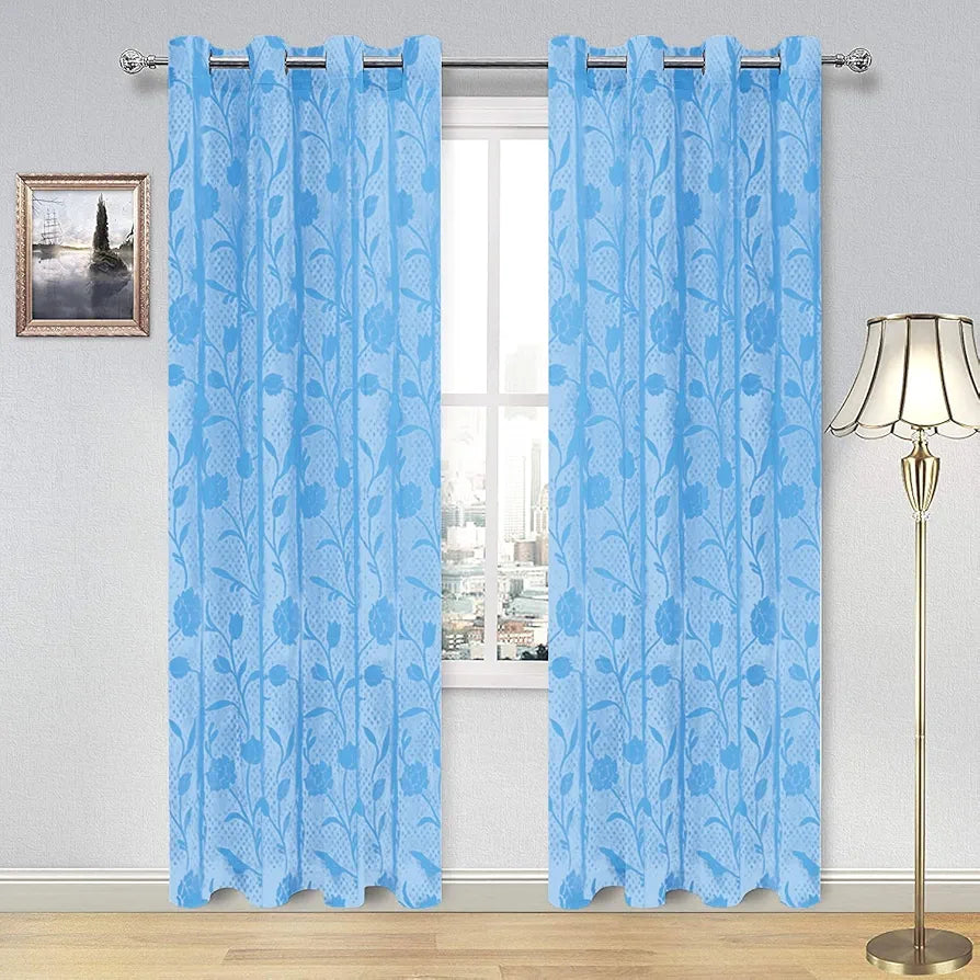 Cloth Fusion Sheer Curtain Door 7 Feet Rose-Aqua