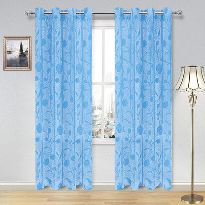Cloth Fusion Sheer Curtain Door 7 Feet Rose-Aqua