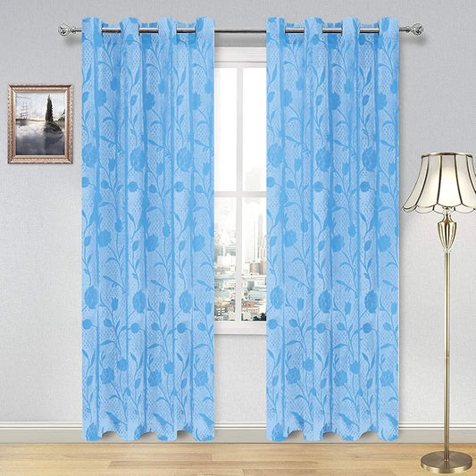 Cloth Fusion Sheer Curtain Door 7 Feet Rose-Aqua