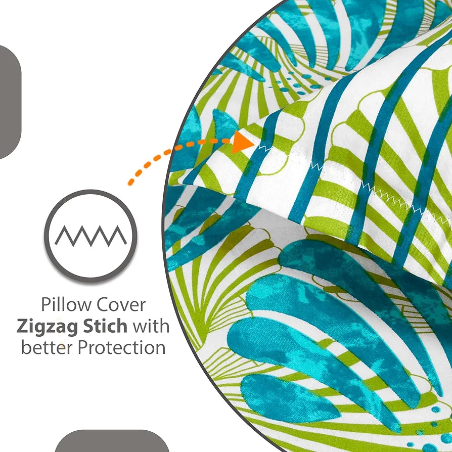 Divine Casa 144 TC 100% Cotton Bedsheet for Double Bed with 2 Pillow Cover Colour Ocean Green