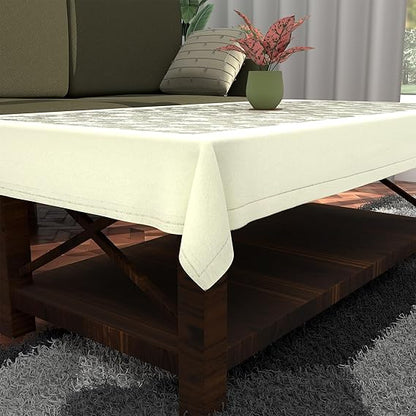 Kuber Industries 40x60 Inches Net Durable & Washable 4 Seater Dining Table Cover for Light Cream