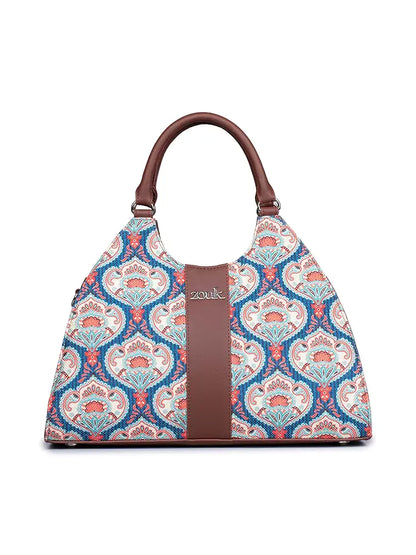 Zouk Konkona Statement Satchel Bag Jute & Leather