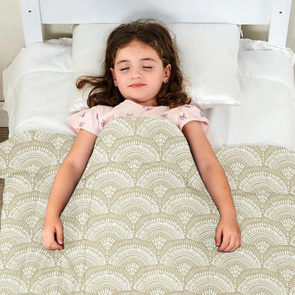 Divine Casa 120 GSM Microfiber Single Kids Dohar Soft & Lightweight Throw Blanket Floral Burst Pattern Colour Soybean & White