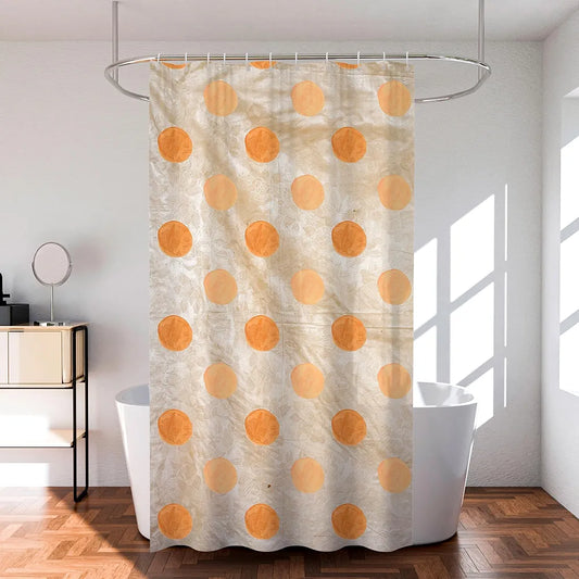 Kuber Industries Shower Curtain Bathroom Shower Curtain 8 Rings Curtain Dot Painting Golden