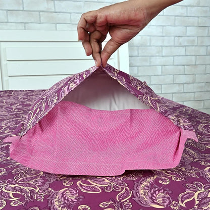 Divine Casa 144 TC 100% Pure Cotton Single Bedsheet with 1 Pillow Cover Royal Paisley Pattern Colour Cream Magenta