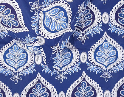 Divine Casa 144 TC Super Soft 100% Cotton Bedsheet for Double Bed  144 Thread Count Floral Colour Dazzling Blue