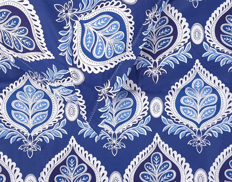 Divine Casa 100% Cotton Bedsheet for Single Bed, 144 TC Bedsheet Single Size Bed Cotton with 1 Pillow Cover Colour Dazzling Blue