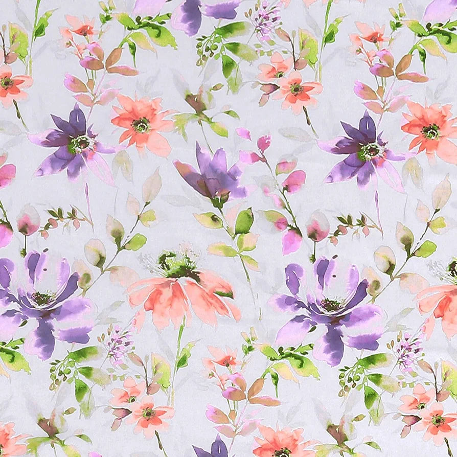 Cloth Fusion Blackout Printed Premium Door Curtains 7 Feet Long Set of 2 Purple Lotus