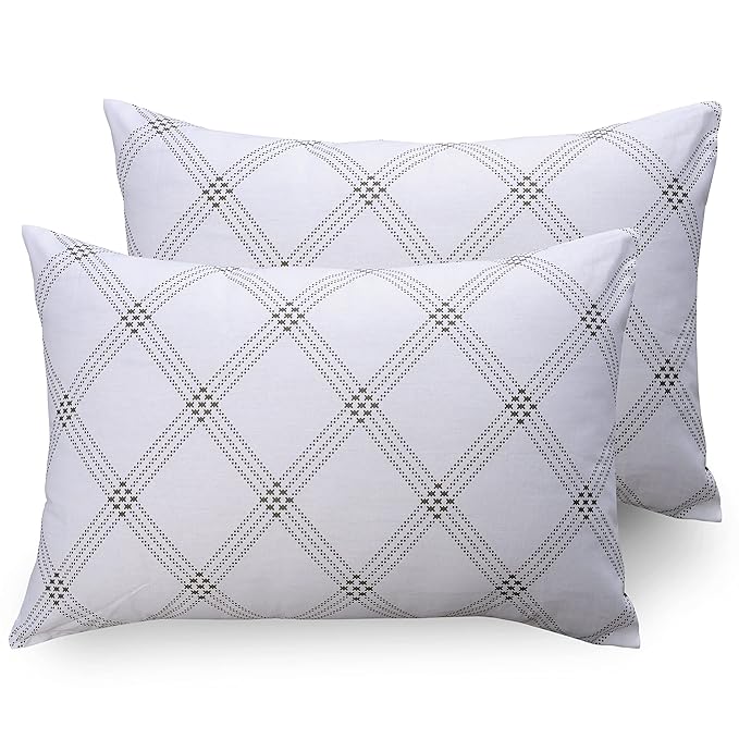 Huesland by Ahmedabad Cotton 186 TC King Size Bedsheet Cotton with 2 Pillow Covers | White (Brandon Beige Pattern)