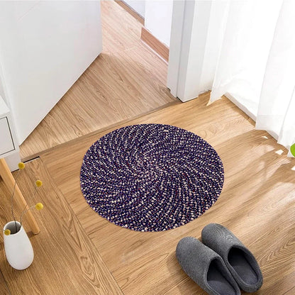 Kuber Industries Round Shape Feather Door Mat Cotton Reversible Small Size Purple