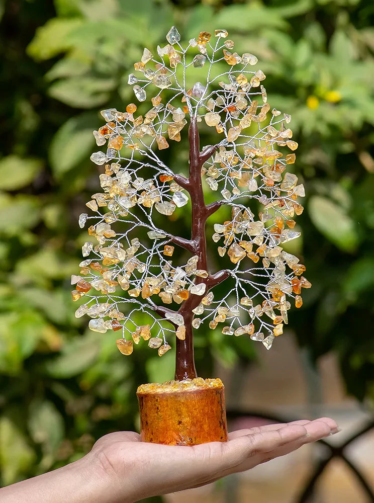 HindCraft Citrine Chakra Crystal Silver Wire 10-12 inch