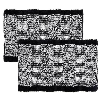 Kuber Industries Door Mat White Cut Loop Doormat Microfiber Entrance Mat Black Colour