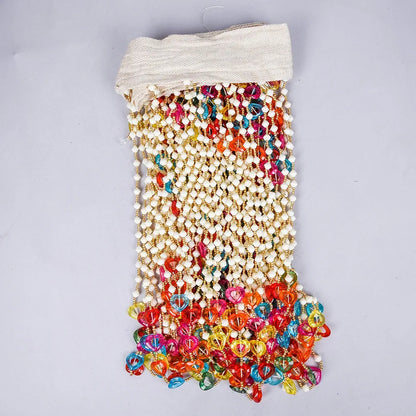 Kuber Industries String Door Curtain Fancy Sparkling String Beads Sheer Curtains Heart Angora Curtains Multi