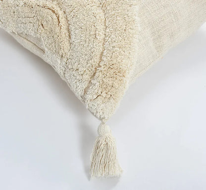 Homadorn Luxury Cotton Handmade Decorative Boho Throw Tufted Pillow Covers Off White