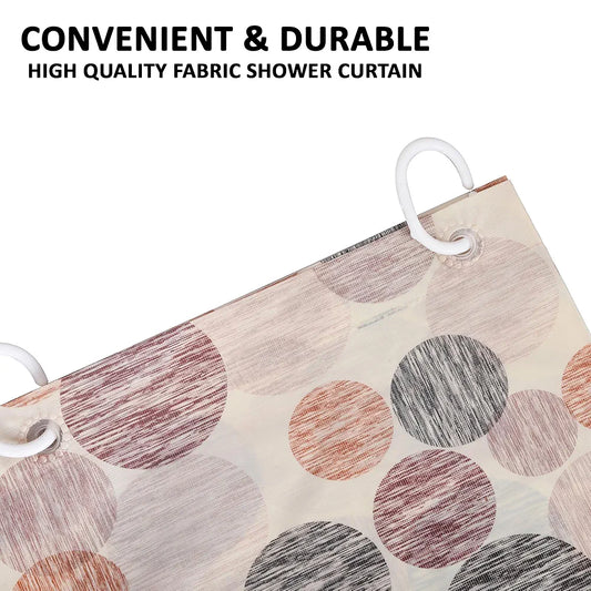 Kuber Industries Shower Curtain Bathroom Shower Curtain 8 Rings Curtain Multi Dot Orange