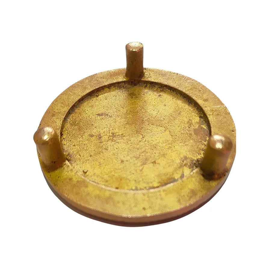 Anciently Round Chowki | Pooja Brass Chowki, Gold Colour, 1 Piece , Religious