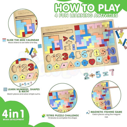 Kidology Multifunctional Tetris Montessori Educational Magnetic Letter Tangram Puzzle for Kids