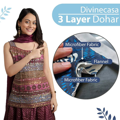 Divine Casa 120 GSM Microfiber Single Kids Dohar Soft & Lightweight Throw Blanket Hexagonal Pattern Colour Legion Blue