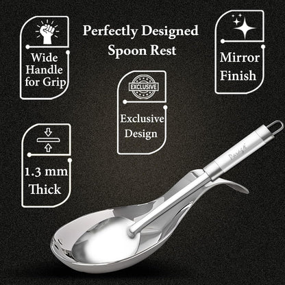 Parage 2 Pieces Stainless Steel Spoon Rest For While Cooking (Set of 2 21.5 cm Long)