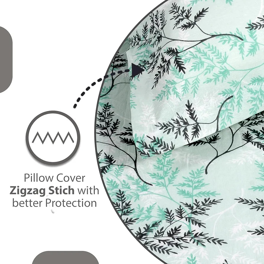 Divine Casa 144 TC 100% Cotton Bedsheet for Double Bed with 2 Pillow Cover Colour Aqua Mist