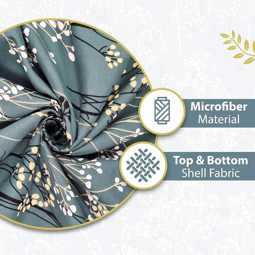 Divine Casa 120 GSM Microfiber Single Kids Dohar Soft & Lightweight Throw Blanket Floral Branches Pattern Colour Teal & White