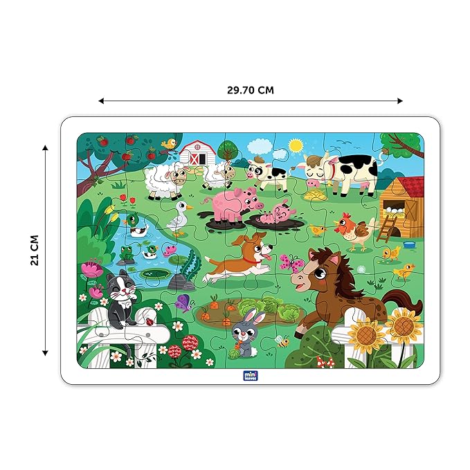 Mini Leaves 24 Piece Wooden Puzzle for Kids | Farmyard Animals Jigsaw Puzzle | Educational Toys for Kids 3+ Years