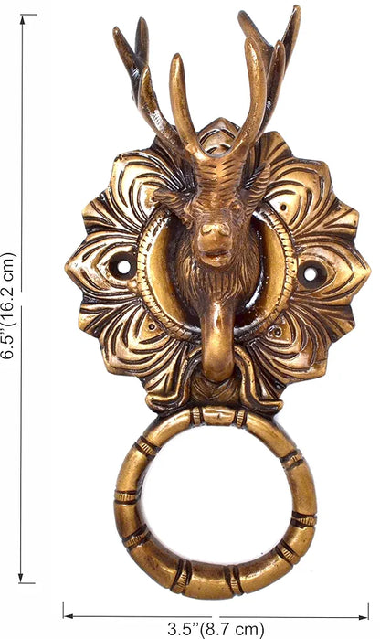 Two Moustaches Reindeer Face Brass Door Knocker