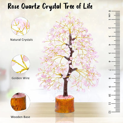 Bezavo Rose Quartz Crystal Tree Copper Wire