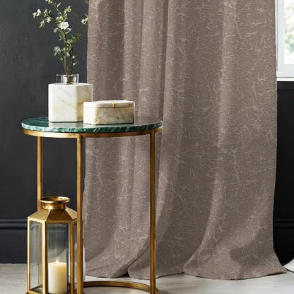 Urban Space Blackout Curtains for Door 7 Feet Long Set of 2, Embossed Abstract Design Light Blocking Curtain for Living Room, Curtains Earth Crust Soft Brown