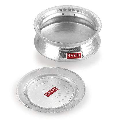 Hazel Biryani Pot 6300 ml Aluminium Biriyani Handi Set Aluminium Hammered Finish Tope