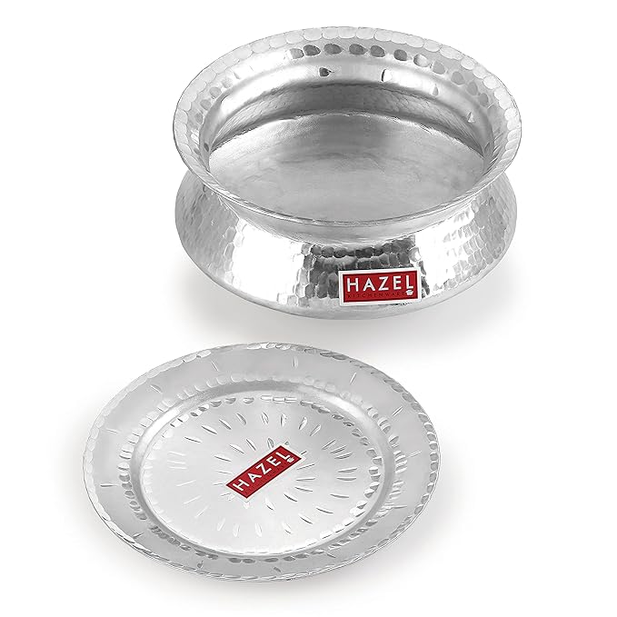 Hazel Aluminium Hammered Finish Handi with Lid 24 cm with 3600 ml Capacity