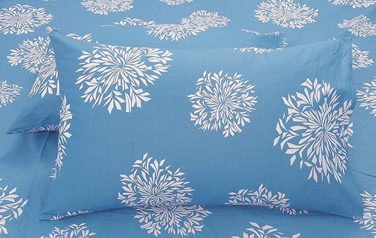 Huesland by Ahmedabad Cotton 144 TC Cotton Pillow Cover Set of 2 - Blue
