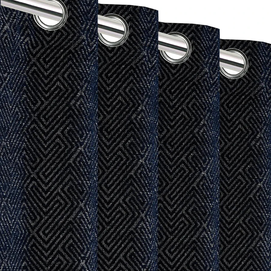 Saral Home Pacman Chenille Blackout Long Door Curtains 1pc Colour  Navy