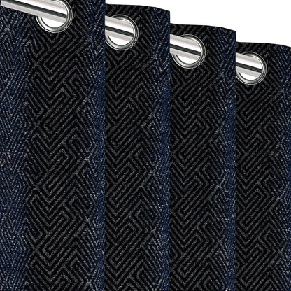 Saral Home Pacman Chenille Blackout Long Door Curtains 2pc Colour Navy