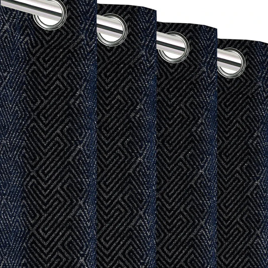 Saral Home Pacman Chenille Blackout Long Door Curtains 2pc Colour Navy