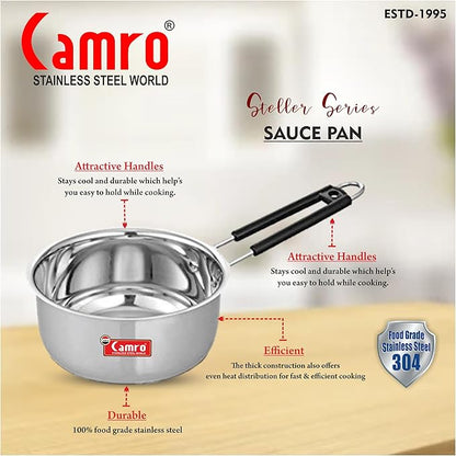 Camro Induction Bottom Deep Sauce Pan (13 No) 3 Liters Gas Stove Compatible Dishwasher Safe