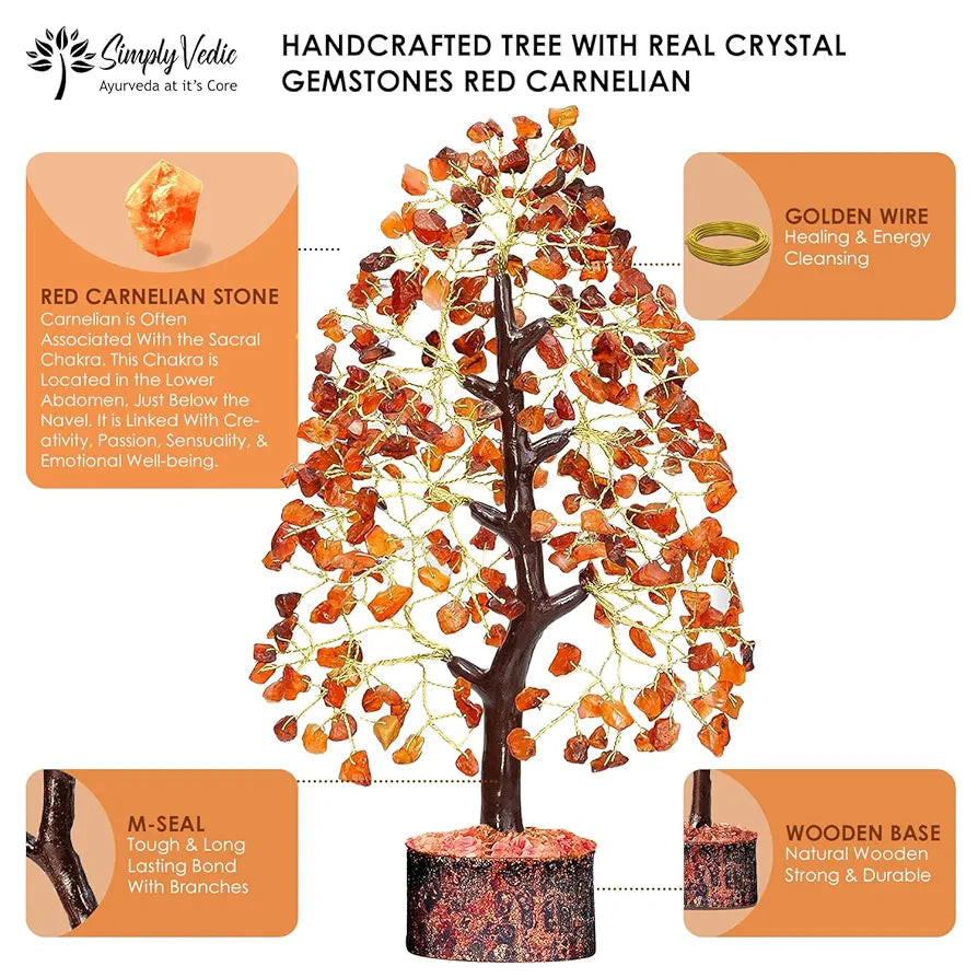 Simply Vedic Chakra Red Carnelian Crystal Tree
