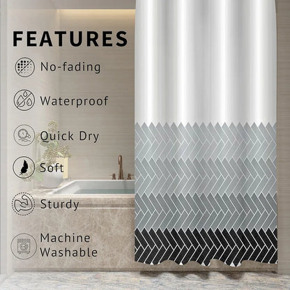 Homethreads Embrace Luxury with Our 6-Feet Long Premium Polyester Shower Curtain with 12 Hooks for a Lavish Bathroom Gray Colour