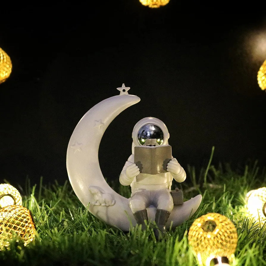 Street27 Astronaut Sitting on Moon Figurine Showpiece for Home Décor Idols