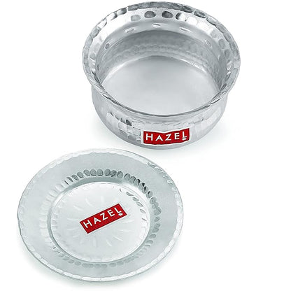 Hazel Aluminium Hammered Finish Handi with Lid 19 cm with 1400 ml Capacity Biryani Rice Cooking Pot