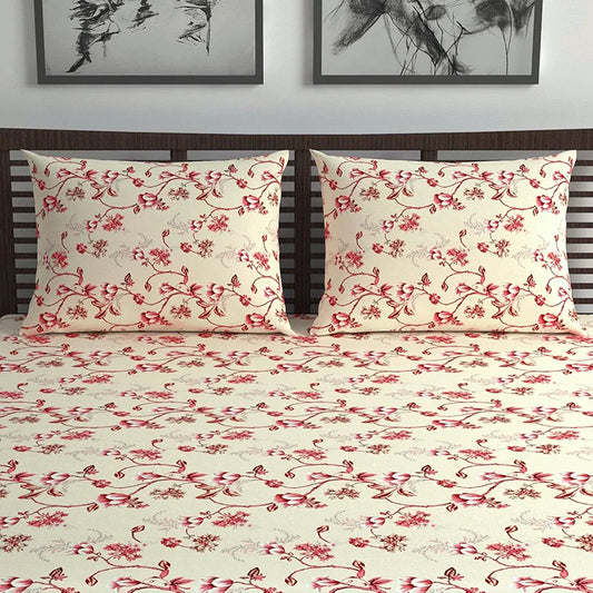 Divine Casa Double Size Bedsheet for Double Bed, 144 TC Pure Cotton Queen Size with 2 Pillow Covers Colour Sky Blue Mist