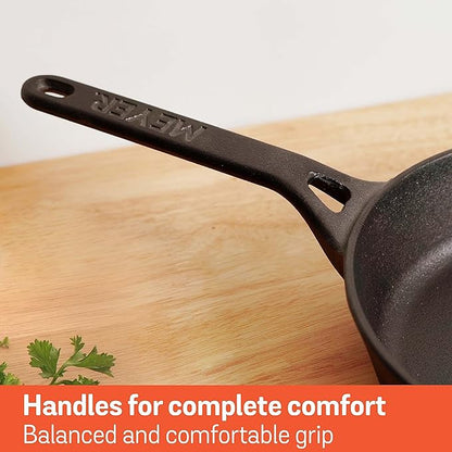Meyer Pre-Seasoned Cast Iron Frypan Cast Iron Skillet |Induction Frying Pan 20cm|1.61L Black