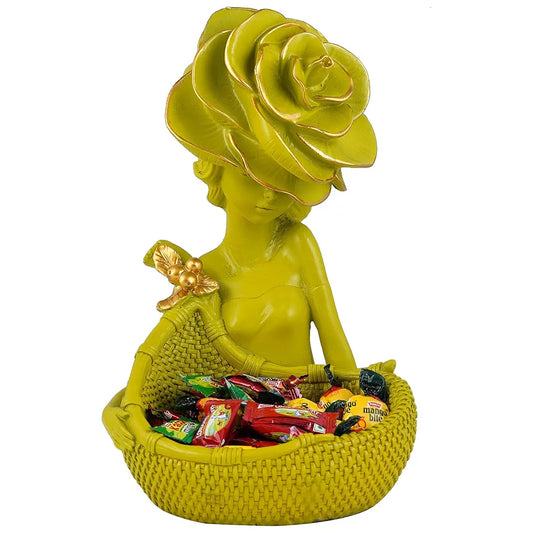 Zart Lady with Basket Showpiece for Home Decor Showpiece & Office Decor Showpiece