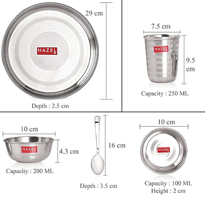 Hazel Stainless Steel Dinner Set of 6 Pieces Dinner Set Steel