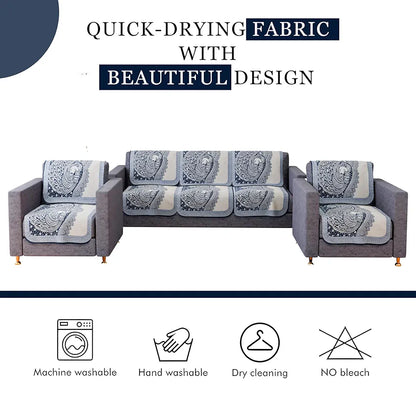 Kuber Industries Sofa Cover Net Sofa Slipcover Set 5 Seater Sofa Cover Mor Digital-837 Blue