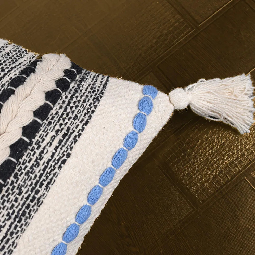 Sajavat Home Cotton Cushion Cover Colour Beige & Blue